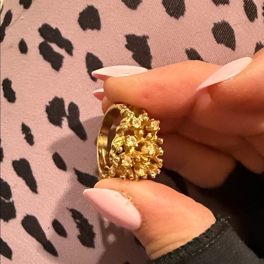 vintage gold-plated cocktail ring, - Picture 6 of 9